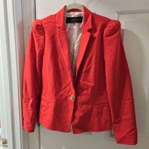 Zara ladies L red one button notched collar fully lined blazer